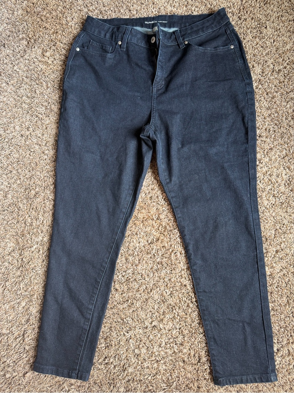Style & Co Curvy Skinny Dark Wash Blue Jeans Size 14S